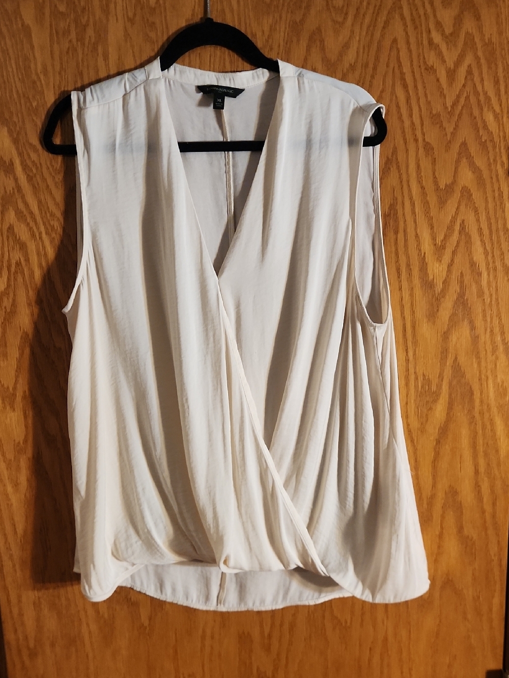 Banana Republic Women's Ivory Wrap-Front Sleeveless Top,  Size Xl